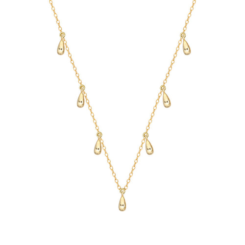 S925 Silver Choker Necklace with Water Drop Design