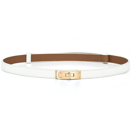 Cntuohai 2 in 1 Womens Skinny Leather BeltAlloy Turn Lock Adjustable Slim Thin Waist Belt For Dress Jeans Coat