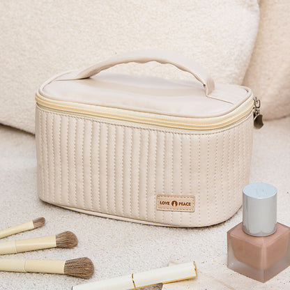 Korean Style Women's Large PU Leather Makeup Bag