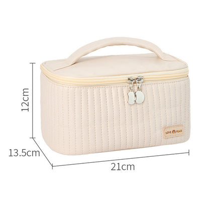 Korean Style Women's Large PU Leather Makeup Bag