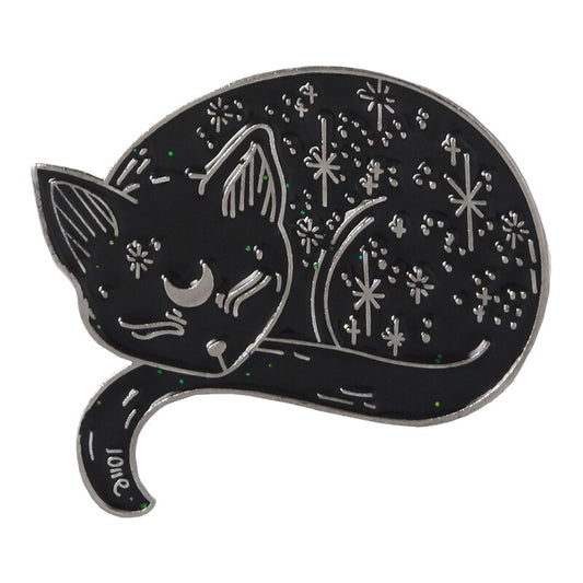 Elegant Black Cat Brooch - Cat Enamel Pin