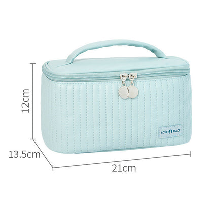 Korean Style Women's Large PU Leather Makeup Bag